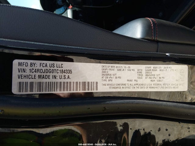 Продажа на аукционе авто 2026 Dodge Durango Gt Awd, vin: 1C4RDJDG0TC184335, номер лота: 44819348