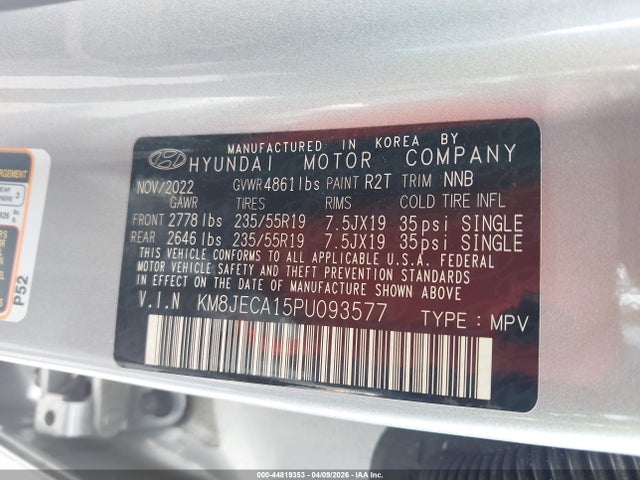 Aukcja sprzedaży 2023 Hyundai Tucson Hybrid Limited, vin: KM8JECA15PU093577, numer aukcji: 44819353