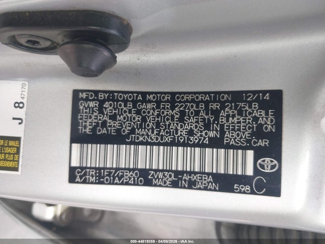 Toyota Prius Three 2015 JTDKN3DUXF1913974 Image 9