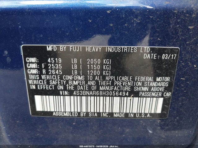 Продажа на аукционе авто 2017 Subaru Legacy 2.5i Sport, vin: 4S3BNAR68H3056494, номер лота: 44819375