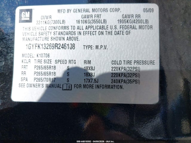 2009 CADILLAC ESCALADE 1GYFK13269R246108 Photo 8