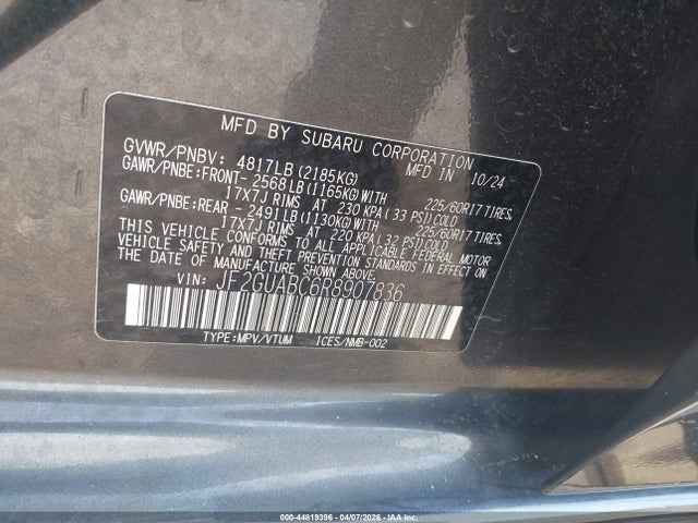 Продаж на аукціоні авто 2024 Subaru Crosstrek, vin: JF2GUABC6R8907836, номер лоту: 44819396