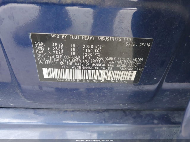 Продажа на аукционе авто 2017 Subaru Legacy 2.5i Limited, vin: 4S3BNAN69H3016589, номер лота: 44819404