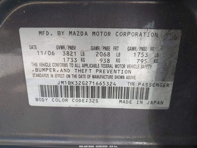 2007 MAZDA MAZDA3 JM1BK32G271665324 Photo 8