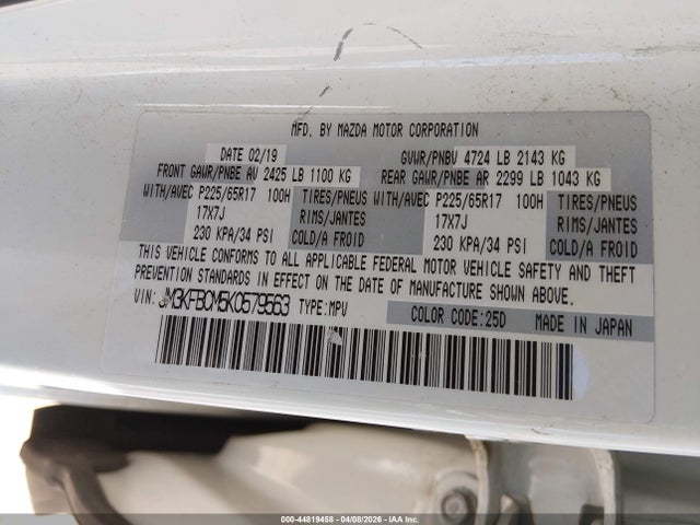 Продаж на аукціоні авто 2019 Mazda Cx-5 Touring, vin: JM3KFBCM5K0579563, номер лоту: 44819458