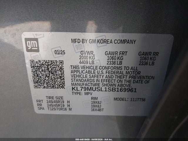 Продажа на аукционе авто 2025 Chevrolet Trailblazer Awd Rs, vin: KL79MUSL1SB169961, номер лота: 44819459