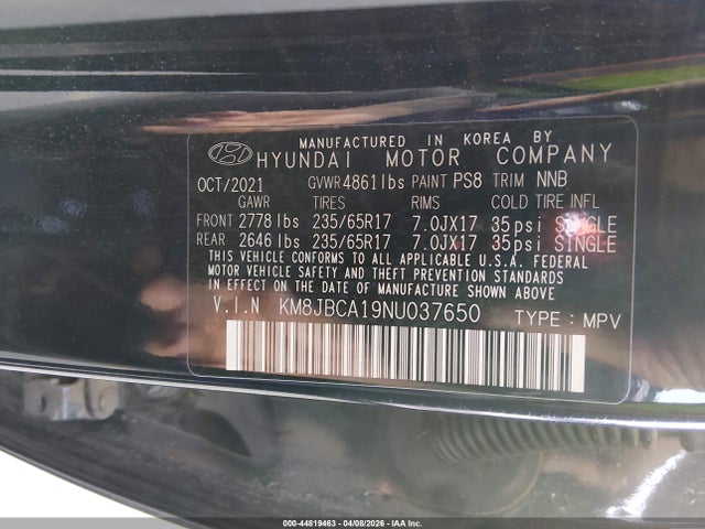 Hyundai Tucson Hybrid Blue 2022 KM8JBCA19NU037650 Image 9