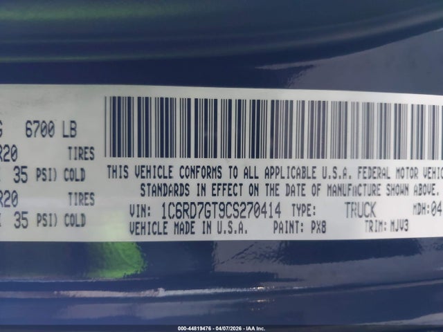 Продаж на аукціоні авто 2012 Ram 1500 Slt, vin: 1C6RD7GT9CS270414, номер лоту: 44819476