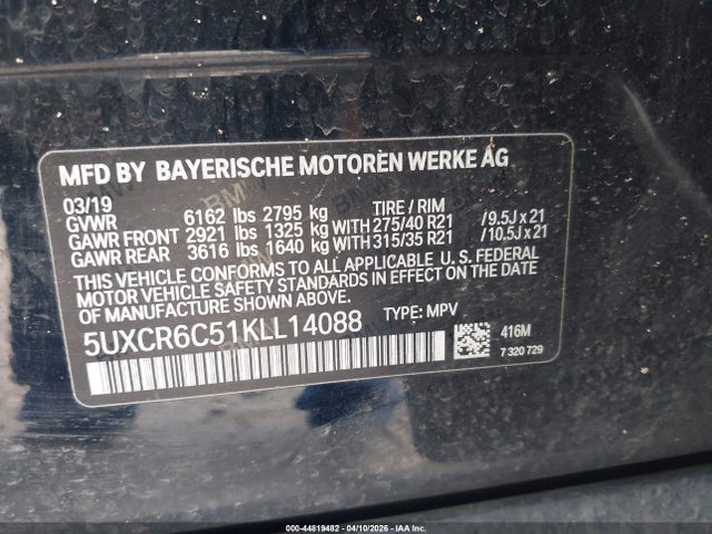 Продажа на аукционе авто 2019 Bmw X5 Xdrive40i, vin: 5UXCR6C51KLL14088, номер лота: 44819482