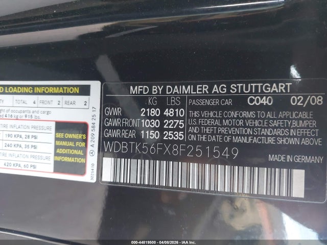 2008 MERCEDES-BENZ CLK 350 WDBTK56FX8F251549 Photo 8