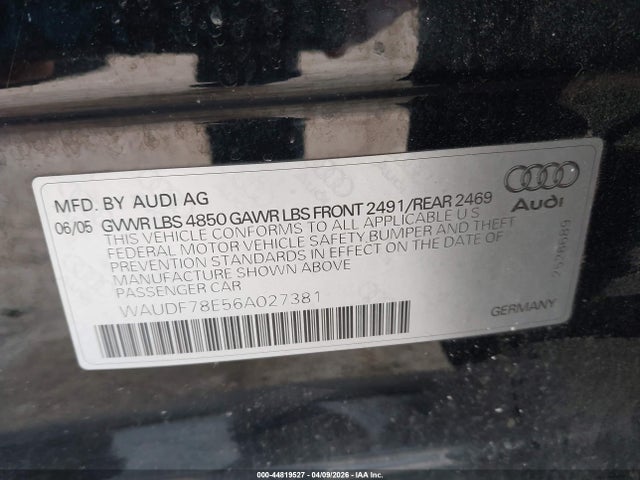 2006 AUDI A4 WAUDF78E56A027381 Photo 8