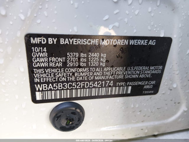 Aukcja sprzedaży 2015 Bmw 535i Xdrive, vin: WBA5B3C52FD542174, numer aukcji: 44819529