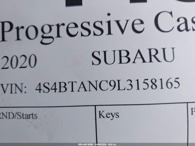 Продаж на аукціоні авто 2020 Subaru Outback Limited, vin: 4S4BTANC9L3158165, номер лоту: 44819556
