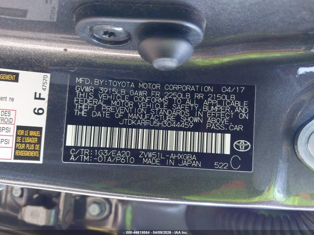 Toyota Prius Four 2017 JTDKARFU5H3044459 Image 9
