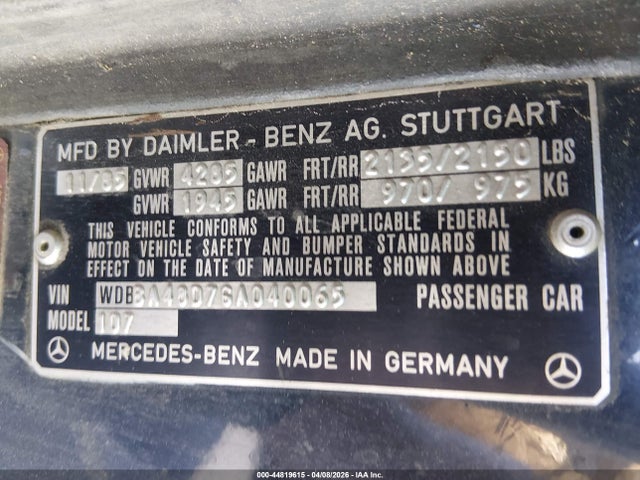 1986 MERCEDES-BENZ 560 WDBBA48D7GA040065 Photo 8