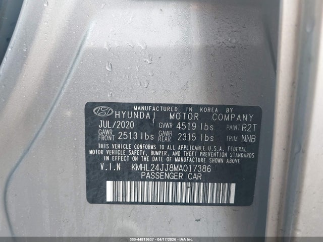 44819637 :رقم المزاد ، KMHL24JJ8MA017386 vin ، 2021 Hyundai Sonata Blue مزاد بيع
