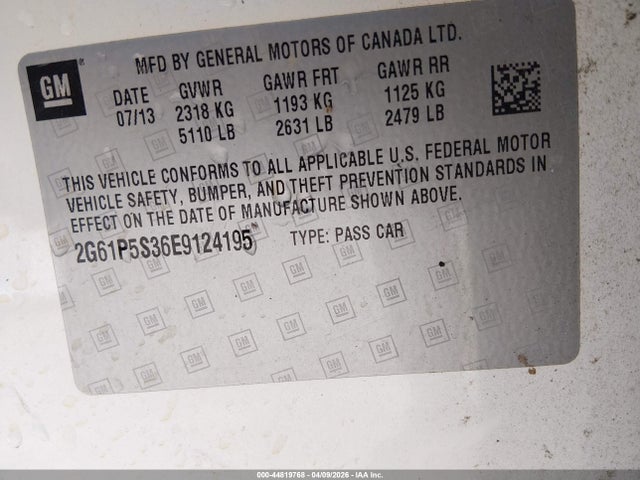 44819768 :رقم المزاد ، 2G61P5S36E9124195 vin ، 2014 Cadillac Xts Premium مزاد بيع