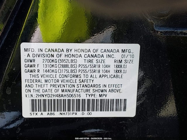 2010 ACURA MDX 2HNYD2H48AH506516 Photo 8