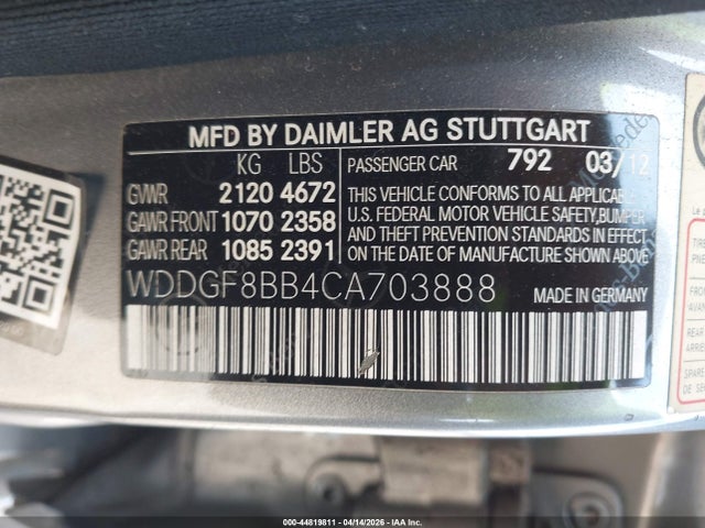 2012 Mercedes-benz C 300 Sport 4matic მანქანა იყიდება აუქციონზე, vin: WDDGF8BB4CA703888, აუქციონის ნომერი: 44819811
