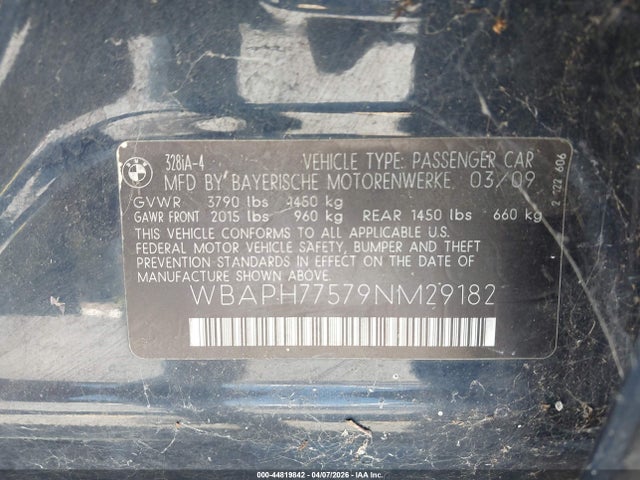 2009 BMW 328I WBAPH77579NM29182 Photo 8