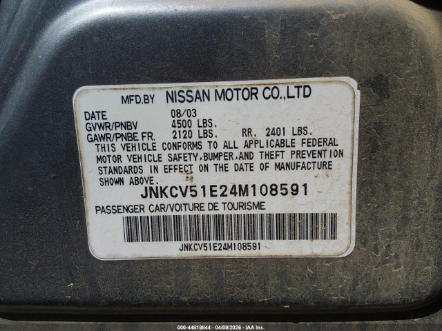 Aukcja sprzedaży 2004 Infiniti G35, vin: JNKCV51E24M108591, numer aukcji: 44819844