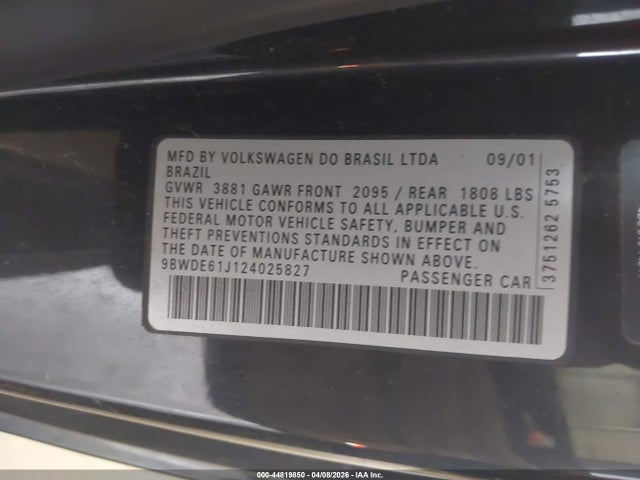 Aukcja sprzedaży 2002 Volkswagen Gti 1.8l, vin: 9BWDE61J124025827, numer aukcji: 44819850