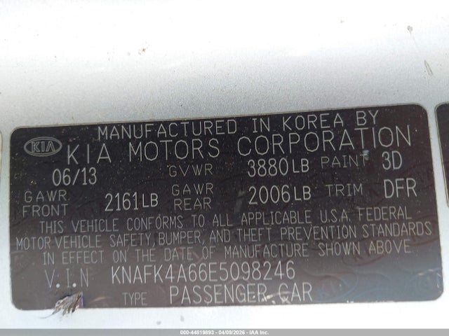 Продаж на аукціоні авто 2014 Kia Forte Lx, vin: KNAFK4A66E5098246, номер лоту: 44819893
