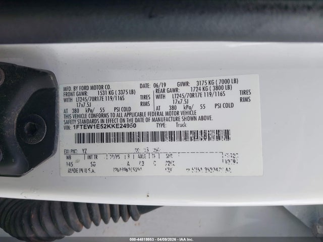 Aukcja sprzedaży 2019 Ford F-150 Xl, vin: 1FTEW1E52KKE24950, numer aukcji: 44819953