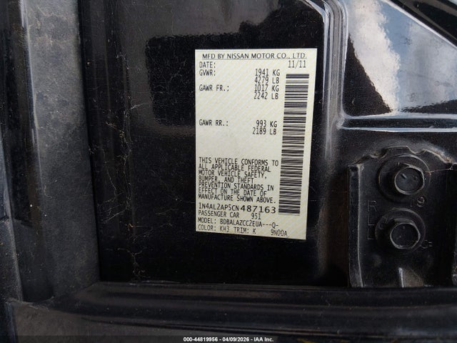 2012 Nissan Altima 2.5 მანქანა იყიდება აუქციონზე, vin: 1N4AL2AP5CN487163, აუქციონის ნომერი: 44819956