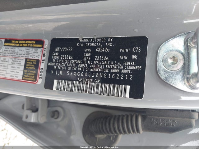 Aukcja sprzedaży 2022 Kia K5 Gt-line, vin: 5XXG64J28NG162212, numer aukcji: 44819971