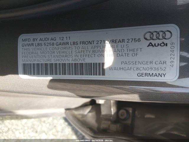 Aukcja sprzedaży 2012 Audi A6 3.0 Premium, vin: WAUHGAFC8CN093652, numer aukcji: 44819983
