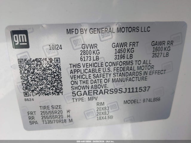 Продажа на аукционе авто 2025 Buick Enclave Preferred Fwd, vin: 5GAERARS9SJ111537, номер лота: 44819994