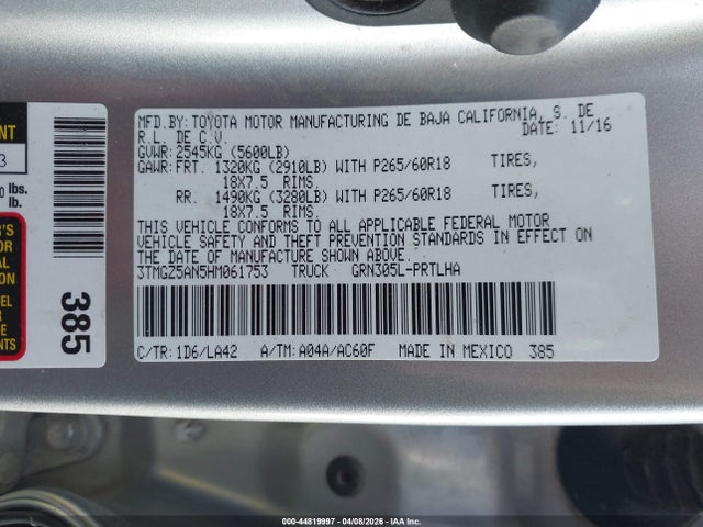 3TMGZ5AN5HM061753 Toyota Tacoma Limited
