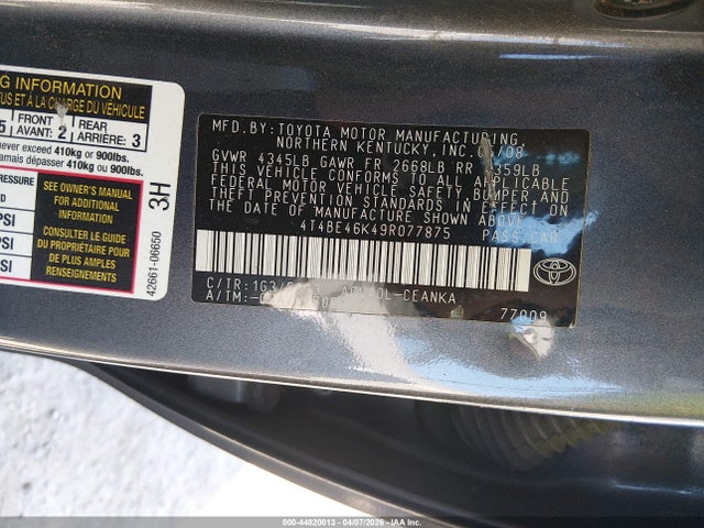 2009 TOYOTA CAMRY 4T4BE46K49R077875 Photo 8
