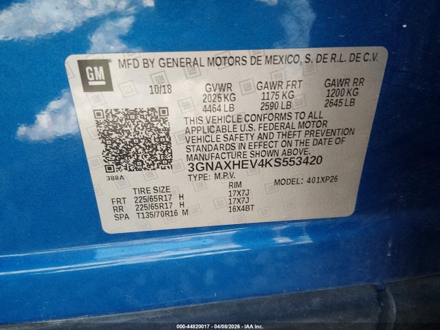 3GNAXHEV4KS553420 Chevrolet EQUINOX LS