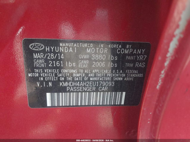 Hyundai Elantra Sport 2014 KMHDH4AH2EU179093 Image 9