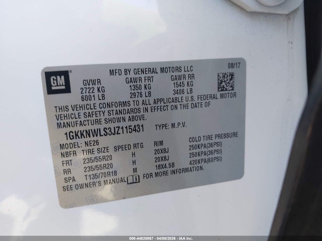 2018 GMC ACADIA 1GKKNWLS3JZ115431 Photo 8
