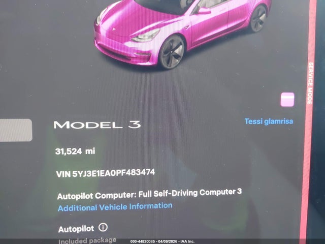 Продаж на аукціоні авто 2023 Tesla Model 3 Rear-wheel Drive, vin: 5YJ3E1EA0PF483474, номер лоту: 44820085