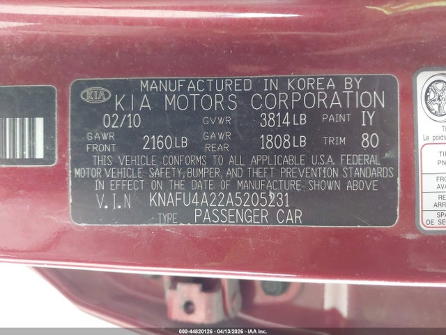 2010 KIA FORTE KNAFU4A22A5205231 Photo 8