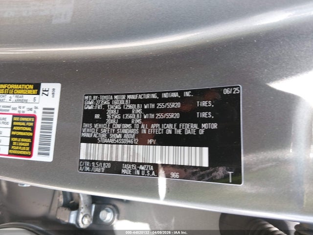 Aukcja sprzedaży 2025 Toyota Grand Highlander Platinum, vin: 5TDAAAB54SS094612, numer aukcji: 44820132