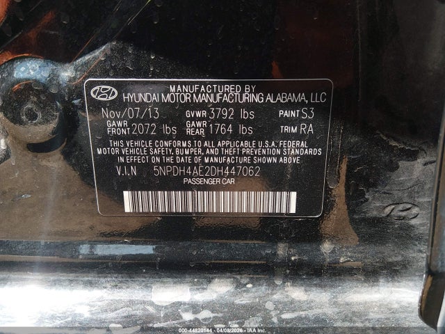 Продажа на аукционе авто 2013 Hyundai Elantra Gls, vin: 5NPDH4AE2DH447062, номер лота: 44820144