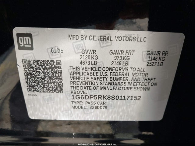 Продаж на аукціоні авто 2025 Cadillac Ct5 Sport Rwd, vin: 1G6DP5RK8S0117152, номер лоту: 44820146