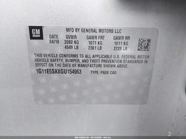 2016 CHEVROLET MALIBU LIMITED 1G11E5SAXGU154963 Photo 8