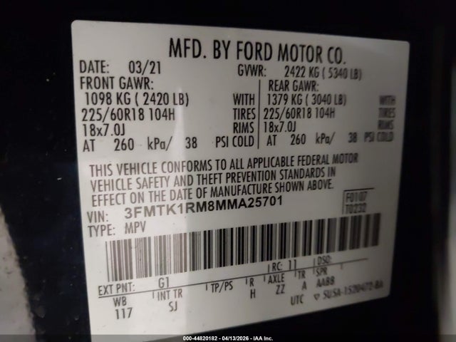 Ford Mustang Mach-e Select 2021 3FMTK1RM8MMA25701 Image 9