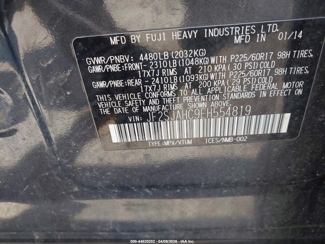 Продаж на аукціоні авто 2014 Subaru Forester 2.5i Limited, vin: JF2SJAHC9EH554819, номер лоту: 44820202