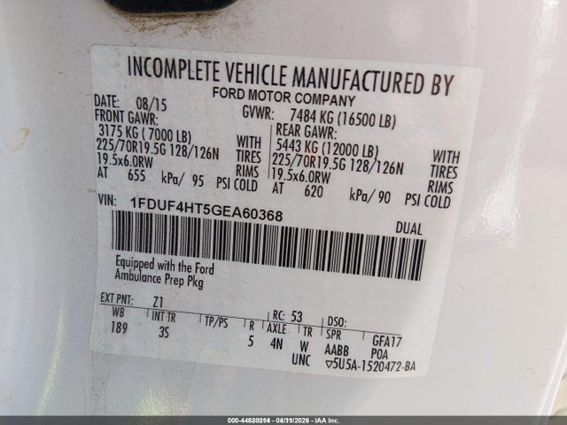 Ford F-450 Chassis Xlt 2016 1FDUF4HT5GEA60368 Image 9