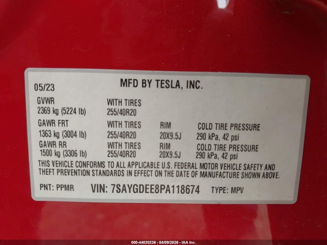 Aukcja sprzedaży 2023 Tesla Model Y Awd/long Range Dual Motor All-wheel Drive, vin: 7SAYGDEE8PA118674, numer aukcji: 44820236