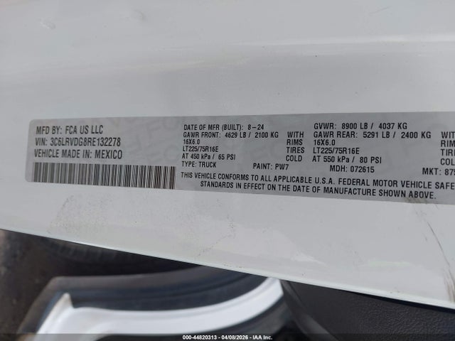 3C6LRVDG8RE132278 RAM Promaster 2500 Tradesman High Roof 159 Wb W/pass Seat