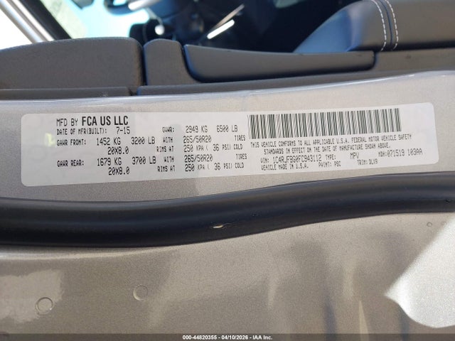 Aukcja sprzedaży 2015 Jeep Grand Cherokee Limited, vin: 1C4RJFBG0FC943112, numer aukcji: 44820355
