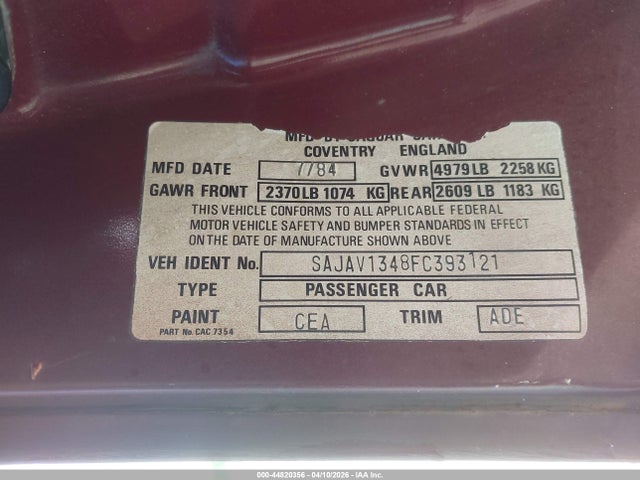 1985 JAGUAR XJ6 SAJAV1348FC393121 Photo 8